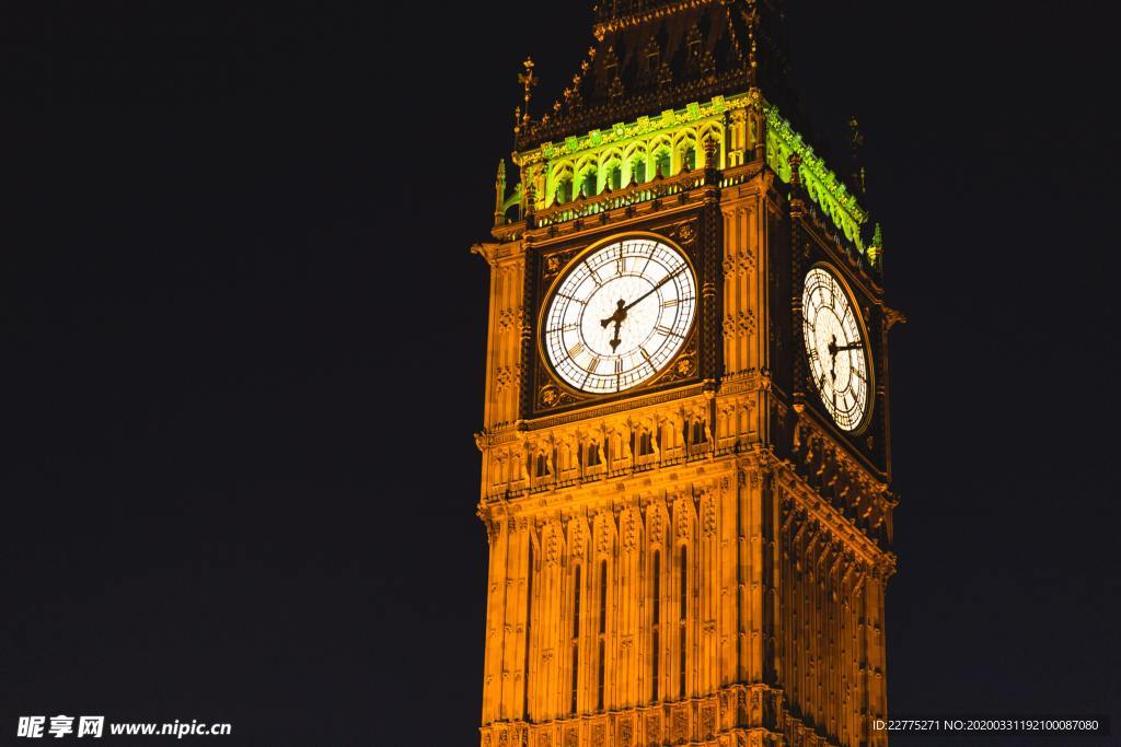 夜晚的钟楼高清