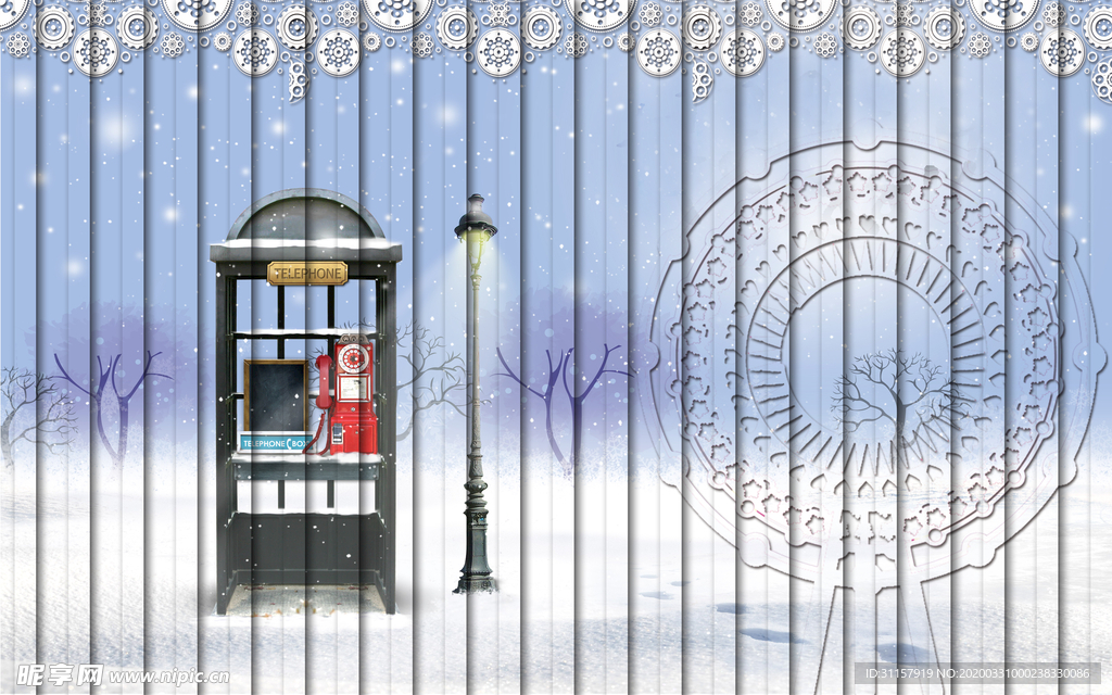 雪景电话亭
