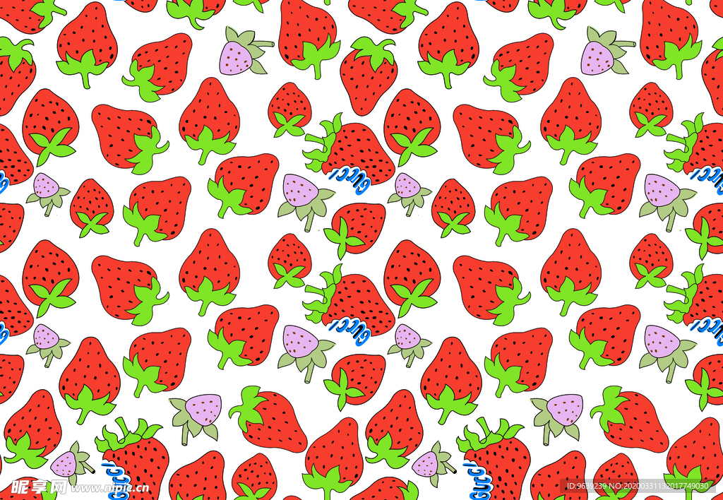 古驰草莓图案爆款花型