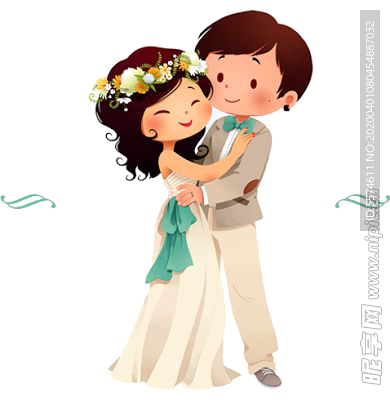 卡通新郎新娘