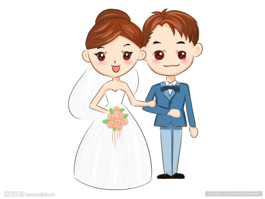 卡通新郎新娘