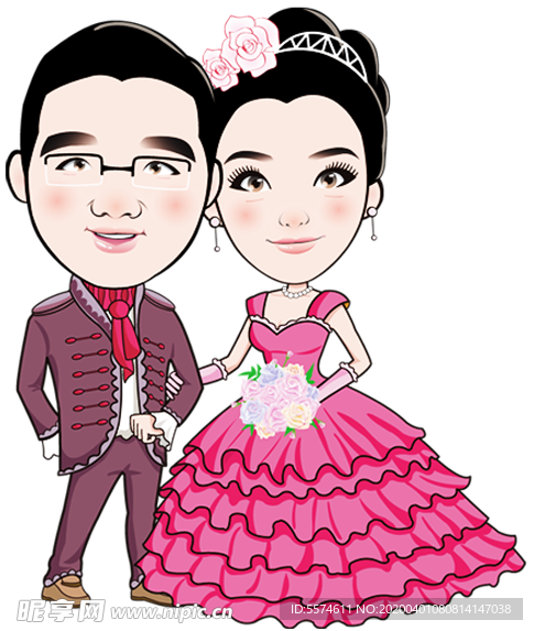 卡通新郎新娘