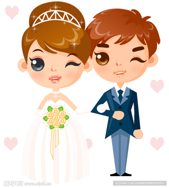 卡通新郎新娘
