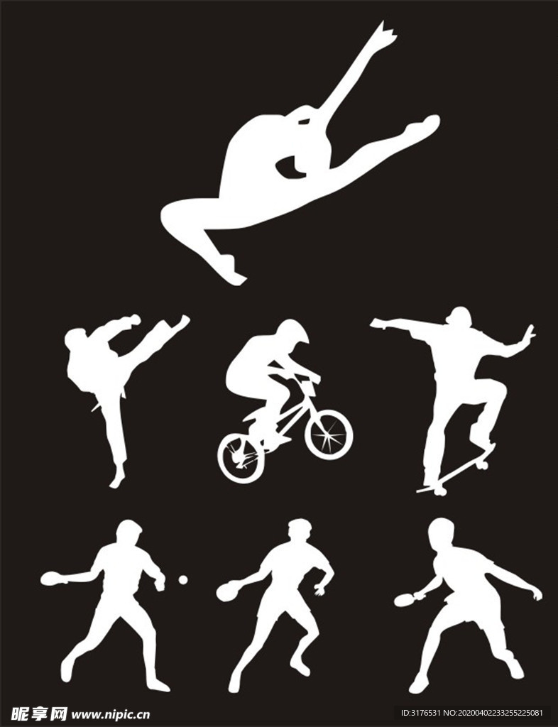 矢量运动人物剪影