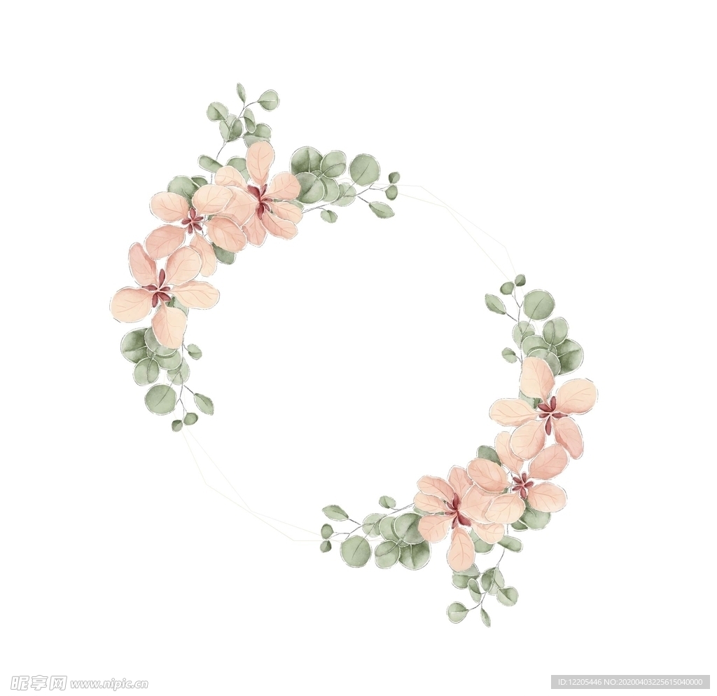 水彩花框矢量素材