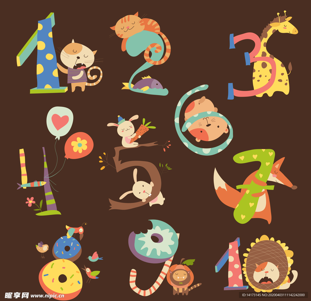 北欧森系数字动物插画