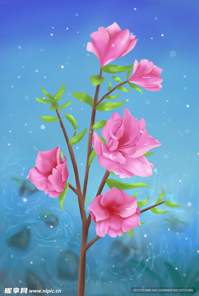 河流边上的杜鹃