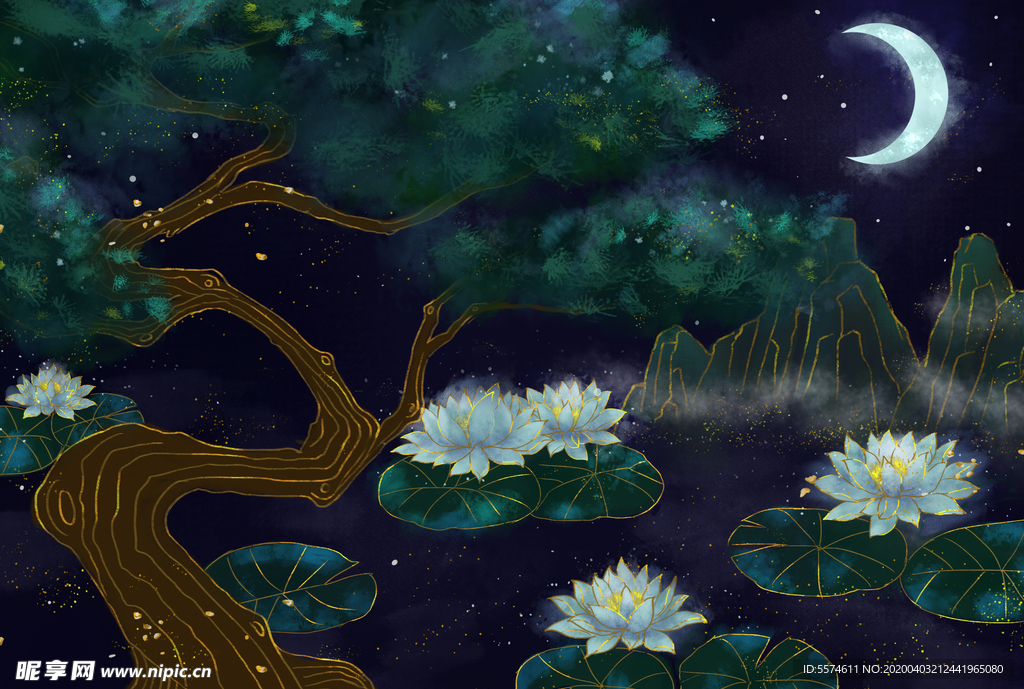 中国风背景墙壁画