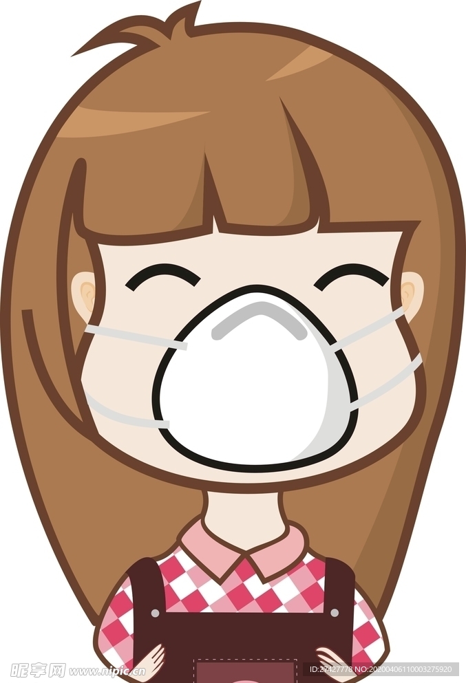 戴口罩的卡通女孩