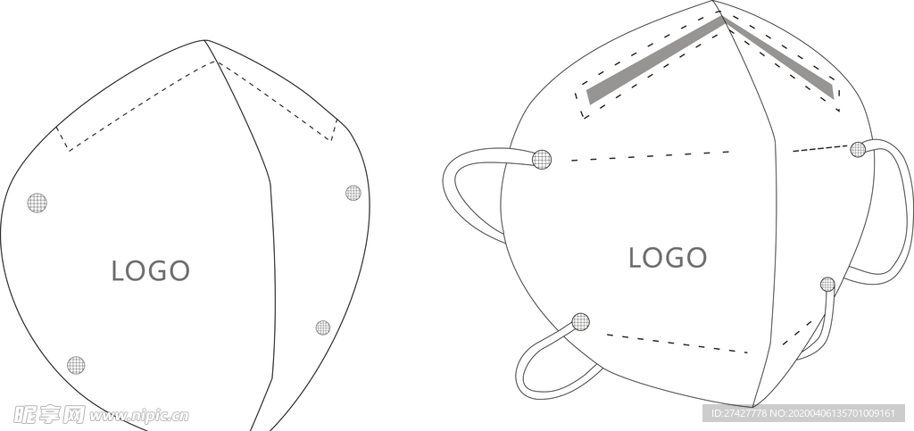 kn95口罩线条图