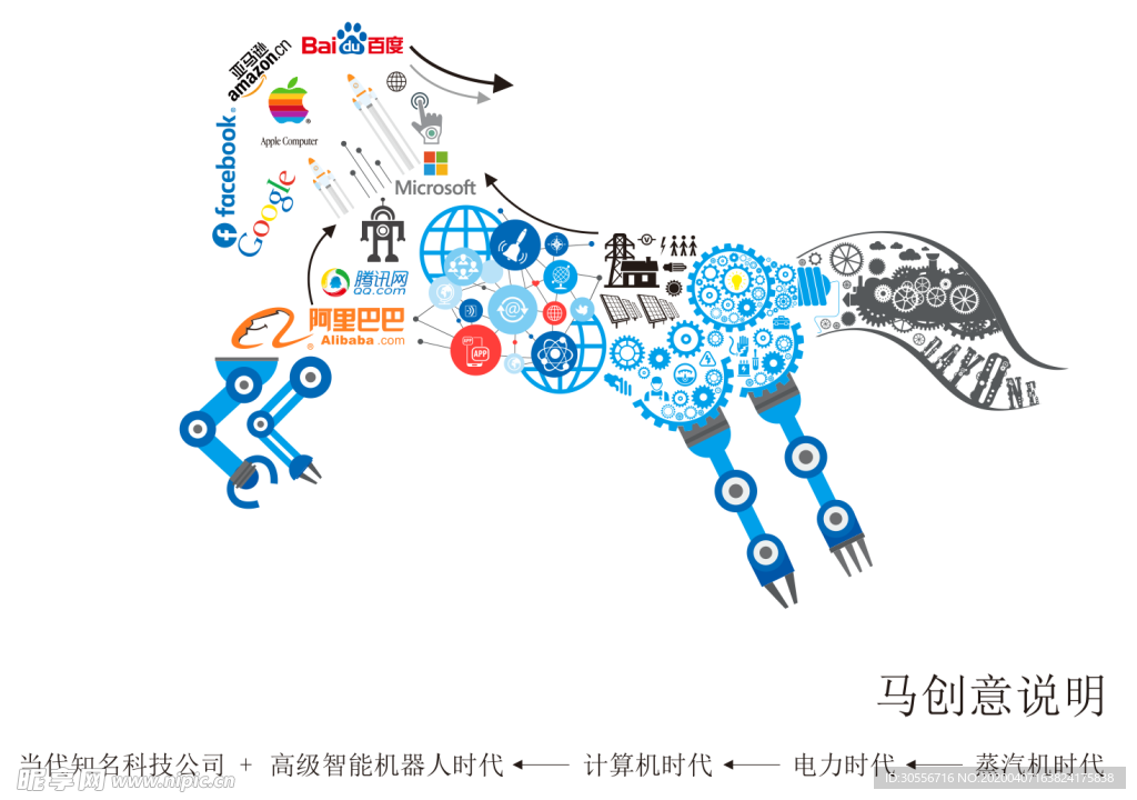 现代创意马彩色形象