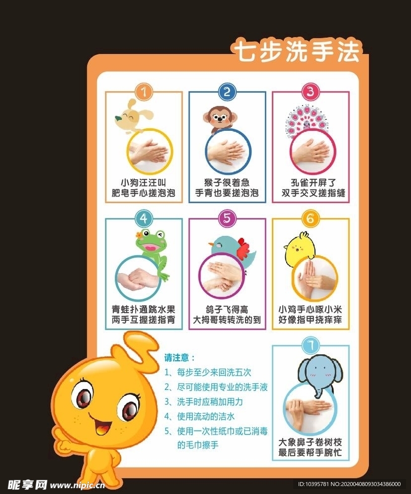卡通七步洗手法