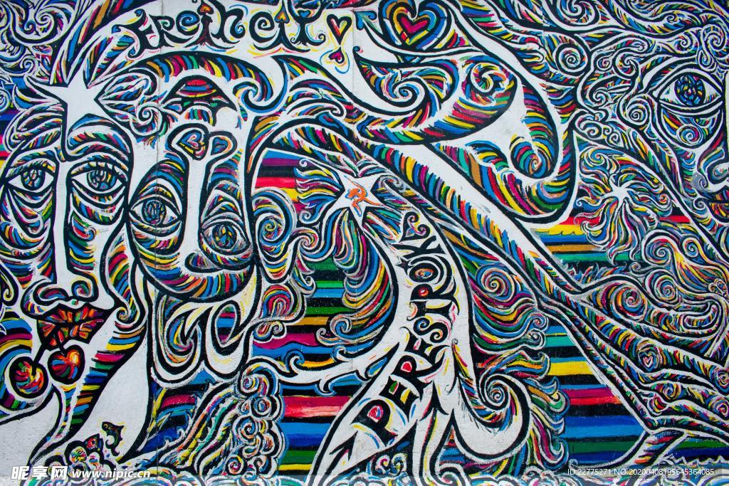 彩色人物抽象画