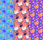 可爱笑脸文具无缝背景