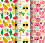 可爱夏季度假元素无缝背景