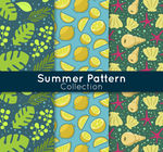 彩色夏季动植物无缝背景