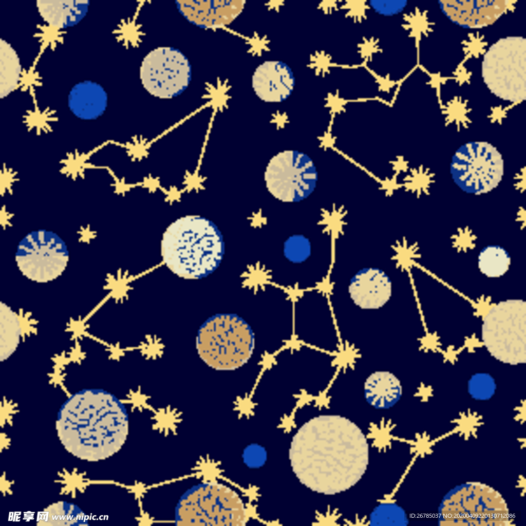 几何星空无缝拼接印花图案