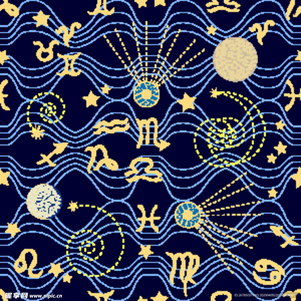 几何星空无缝拼接印花图案