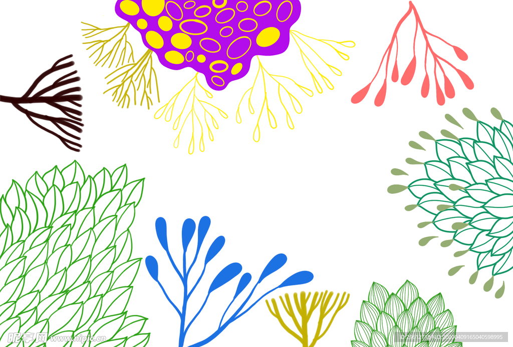 小可爱海底植物手绘元素