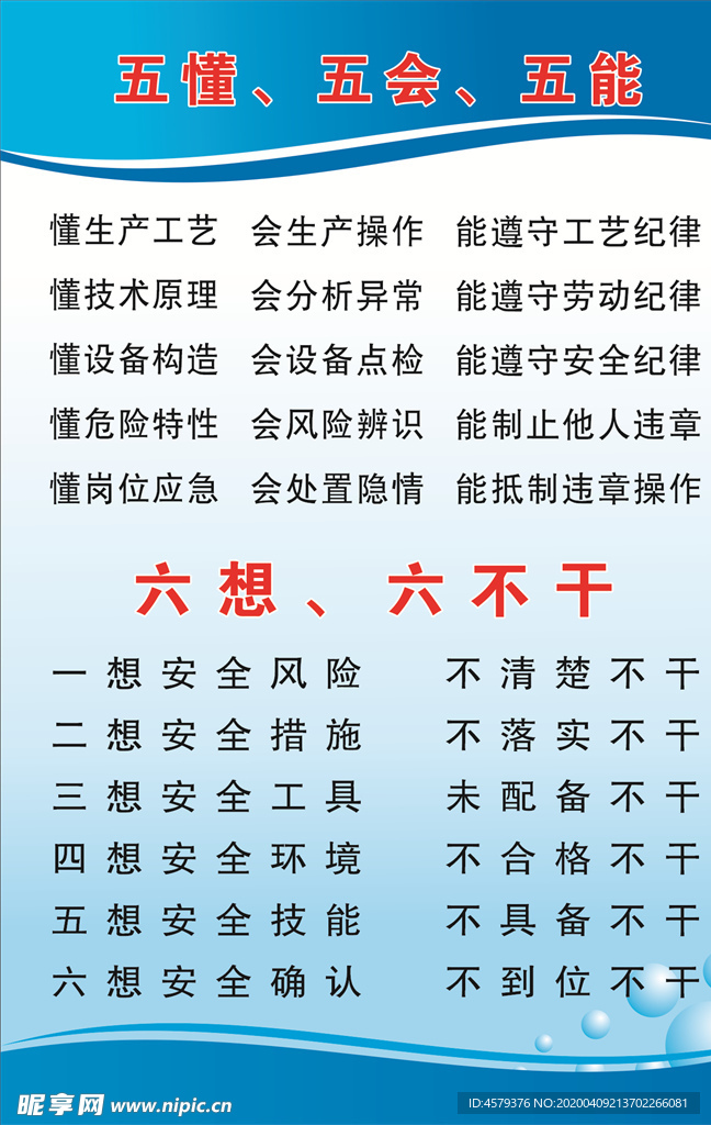 五懂五会五能 六想六不干