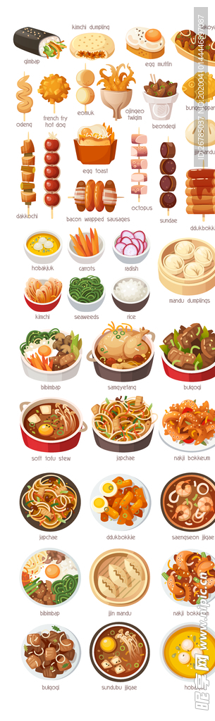 日本韩国卡通食物小吃插画