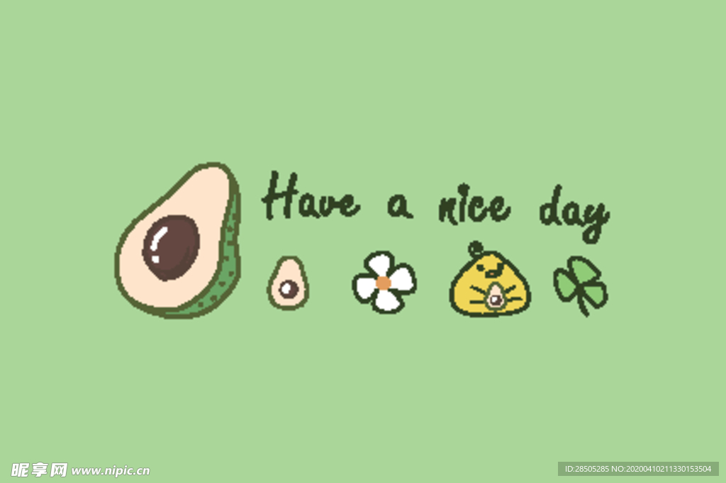 卡通牛油果图案