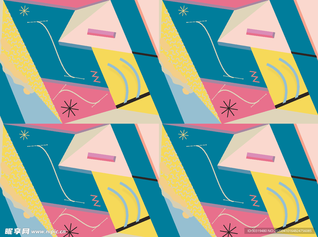 抽象几何   数码印花