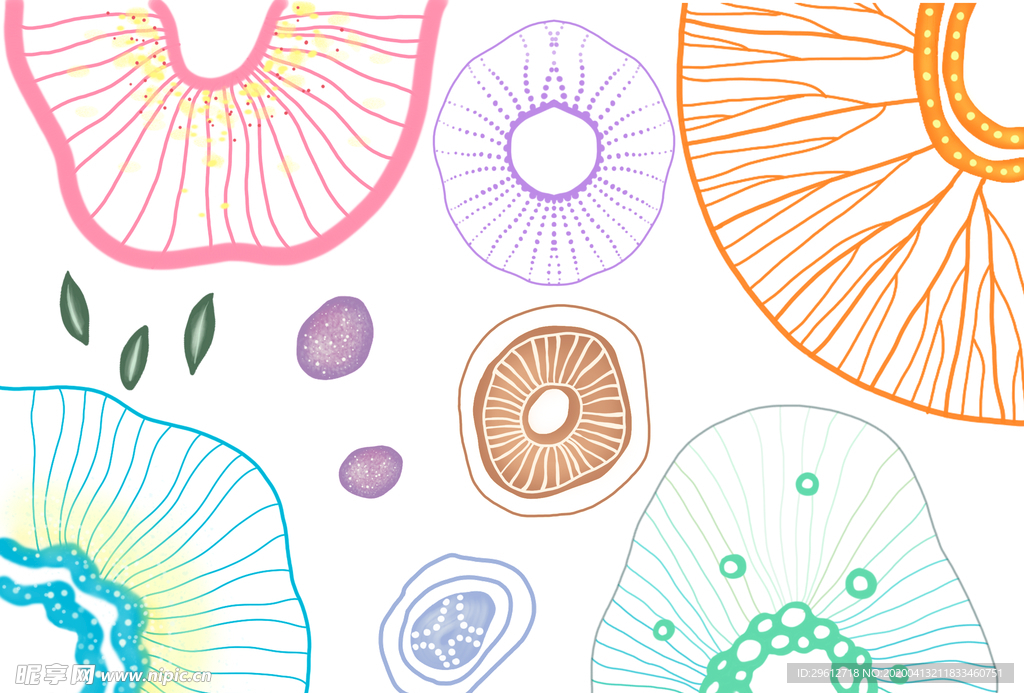 海底水母手绘元素分层