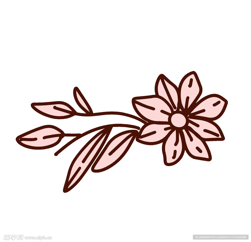 线条矢量手绘花