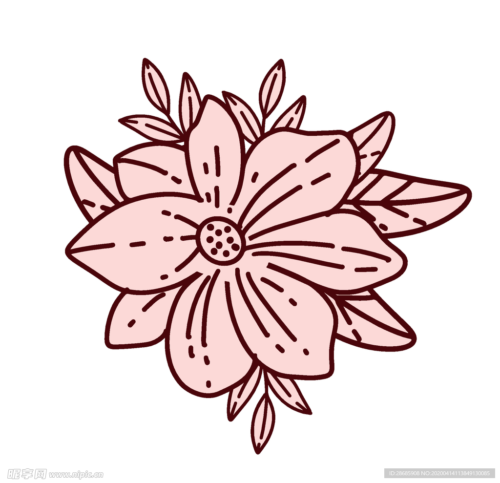 线条矢量手绘花