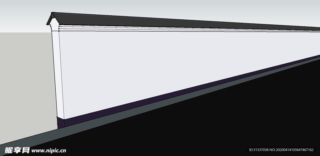 文化墙白墙模型