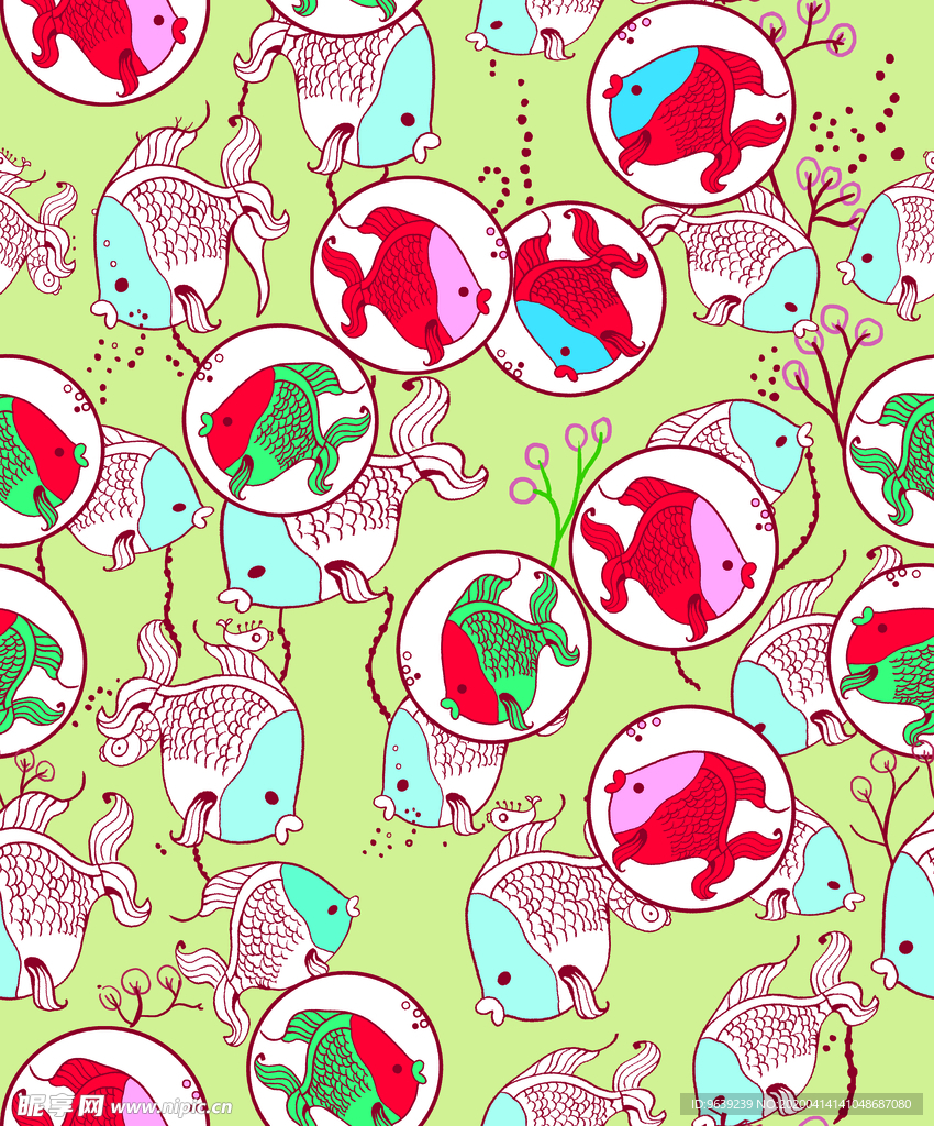 吐泡泡的鱼卡通新款花型