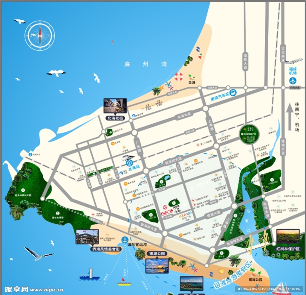 北海区域图旅游板
