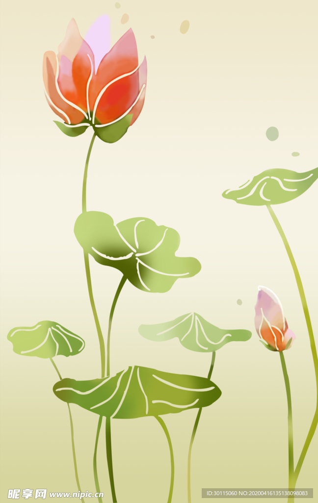 小清新荷花玄关画