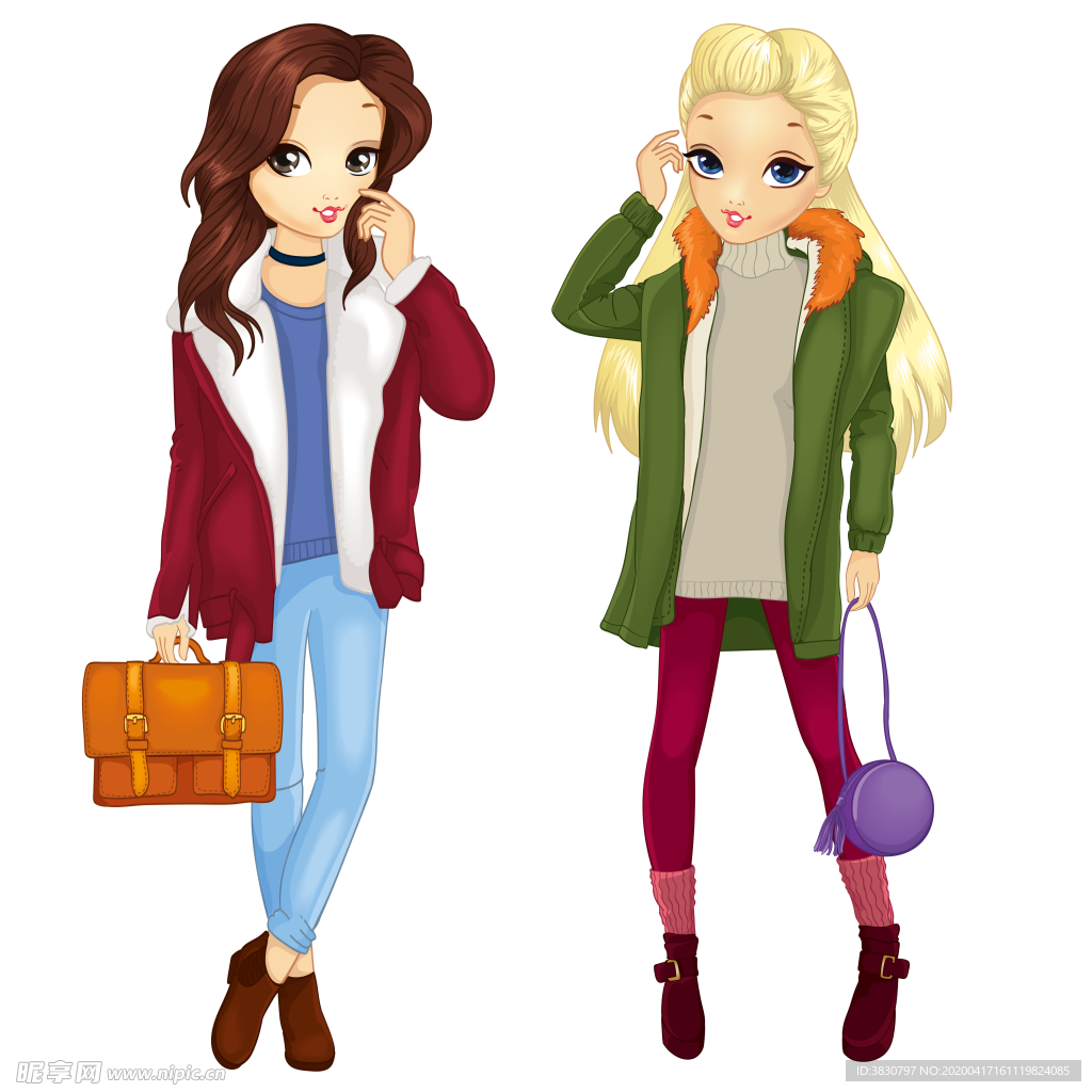 卡通长发 女孩卡通 卡通