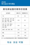 菜鸟驿站国内寄件价目表