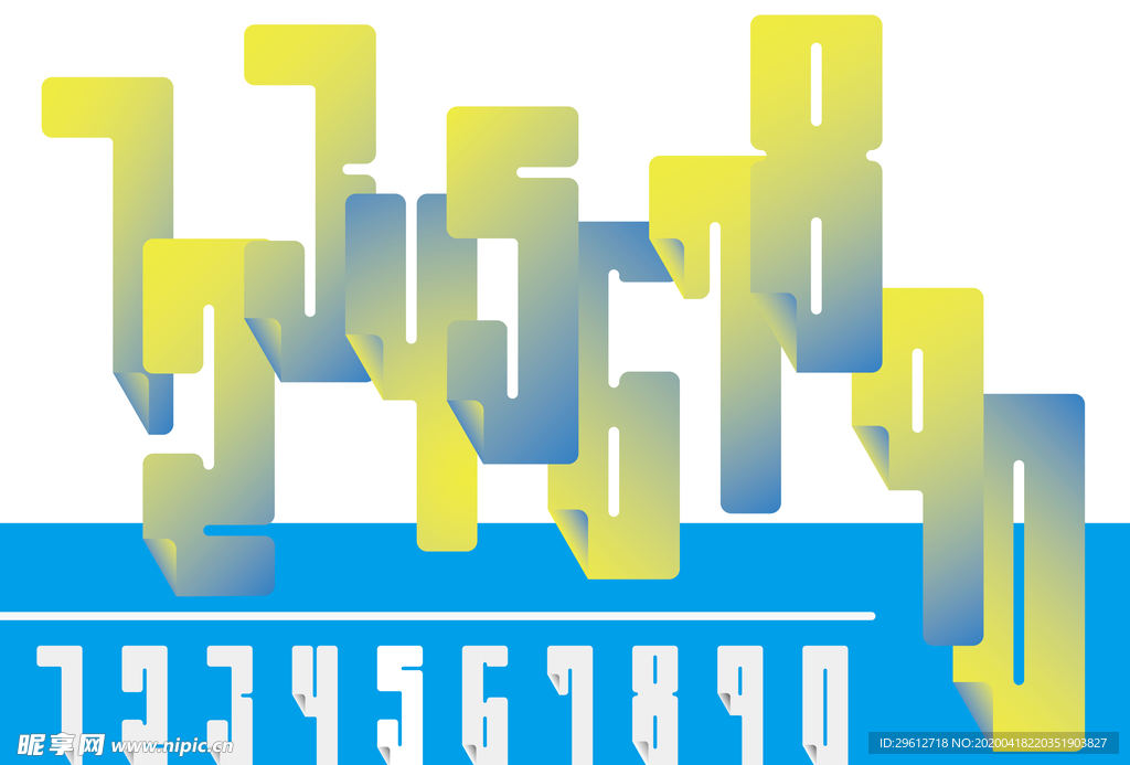 圆角卷边阿拉伯数字