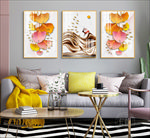 抽象新中式轻奢金色山水麋鹿树叶