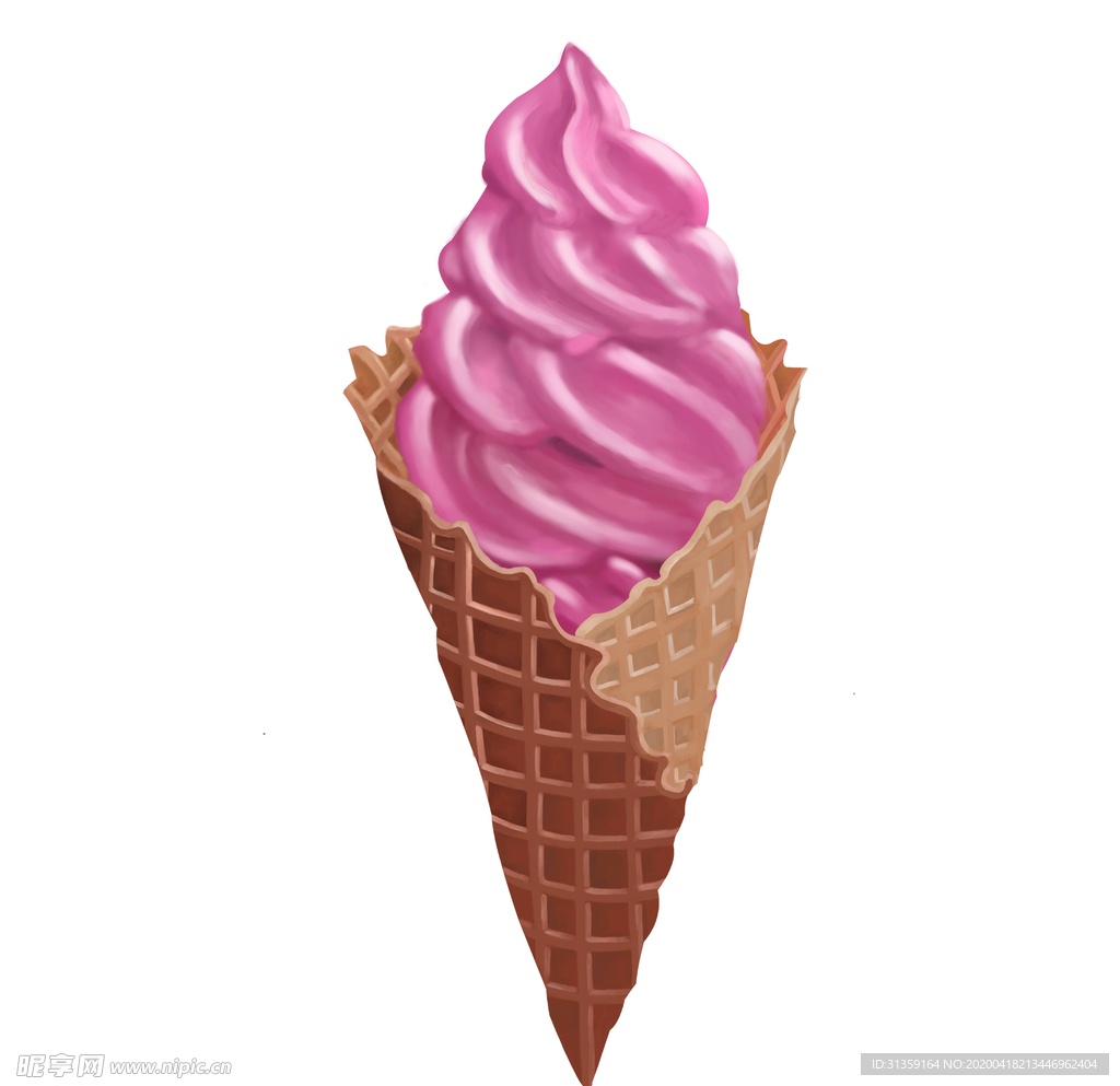 原创手绘香草冰激凌卡通元素