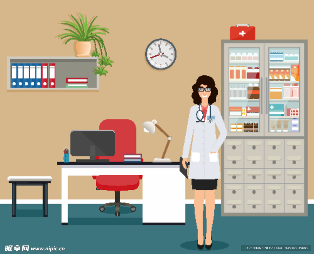 医护主题场景插画