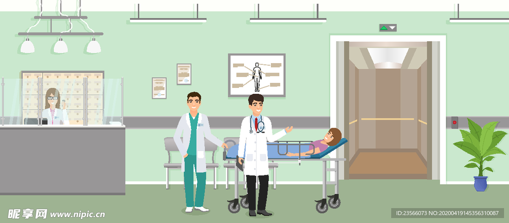 医护主题场景插画