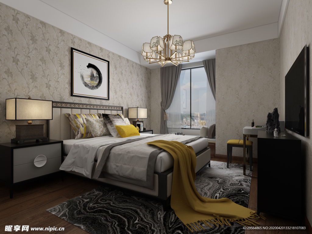 家装壁纸挂画展示空间效果图