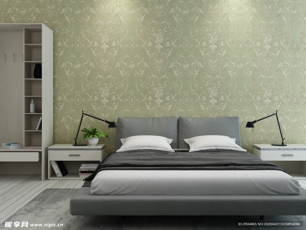 家装壁纸挂画展示空间效果图