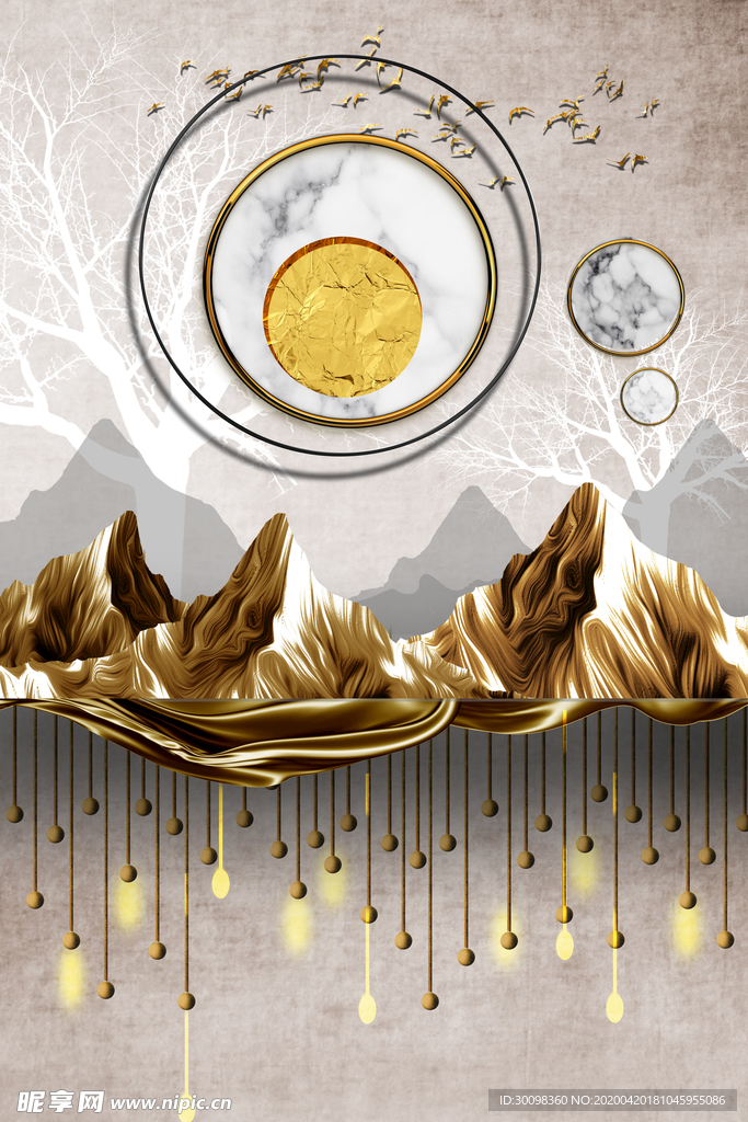 轻奢创意几何抽象风景装饰画