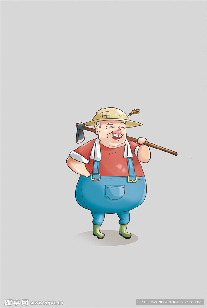 卡通动漫 农民工 农夫 手绘