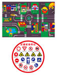 幼儿园卡通交通标识路线图