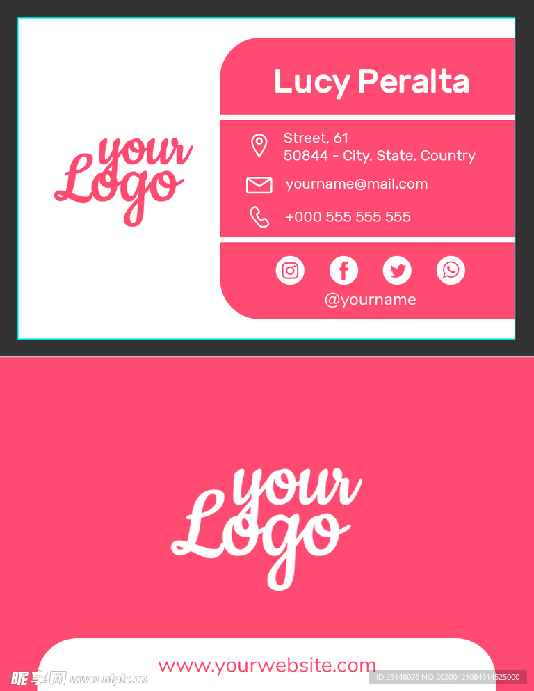 女性粉色名片