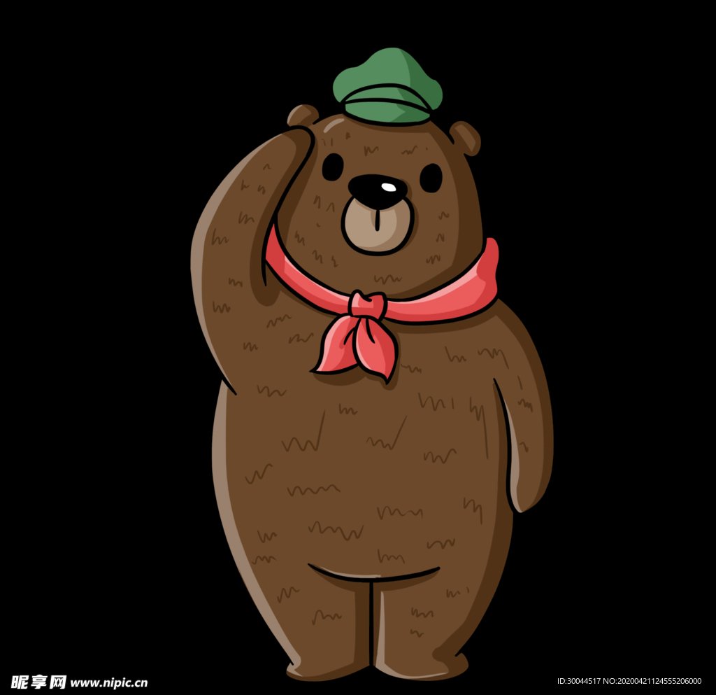 可爱熊敬礼爱岗敬业形象