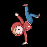 手绘卡通街舞人物单手倒立