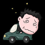 手绘卡通晕车请减速慢行